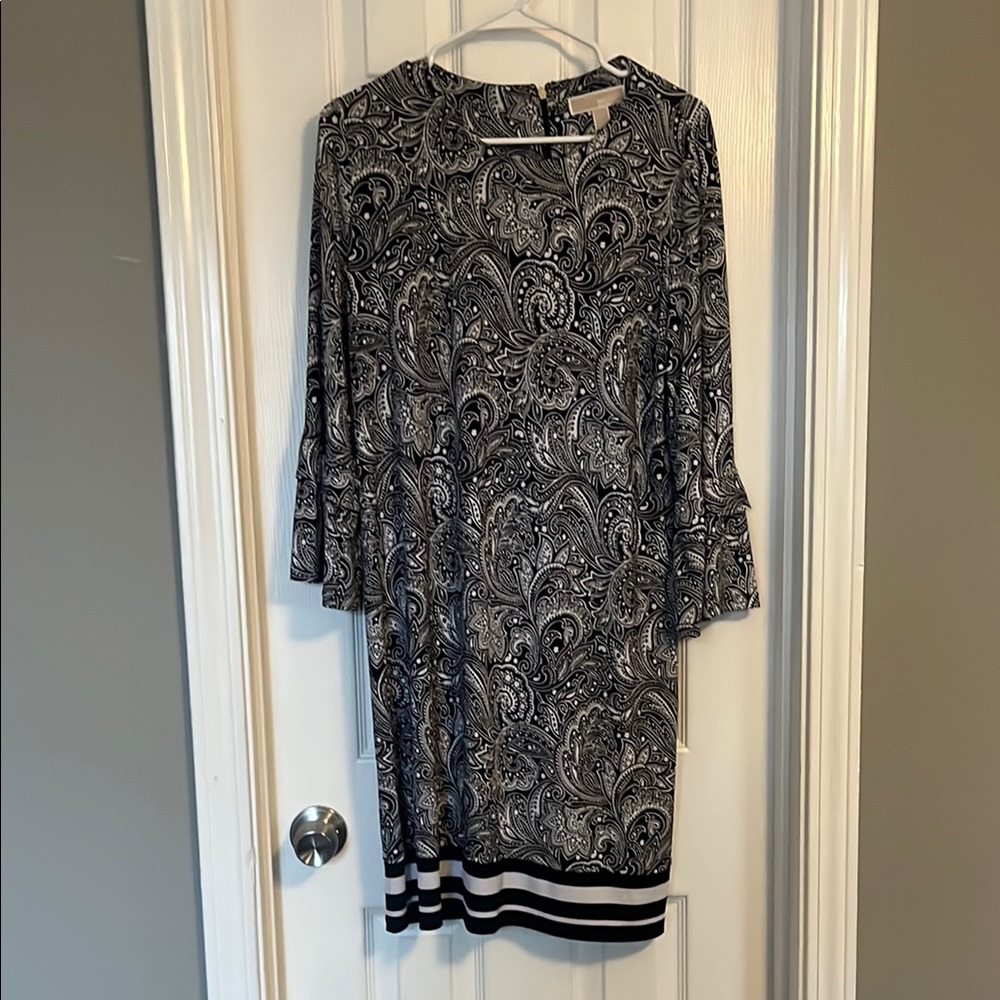 MICHAEL KORS Black and White Paisley Dress, size L